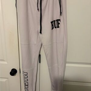 White Joggers with Black Drawstring and Lettering- Buffalo bills